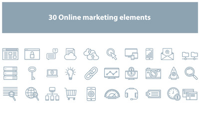 0 online marketing icon set in the color black for websites and applications