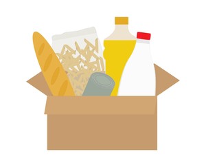 Food packaging box vector illustration. Food shopping, food delivery