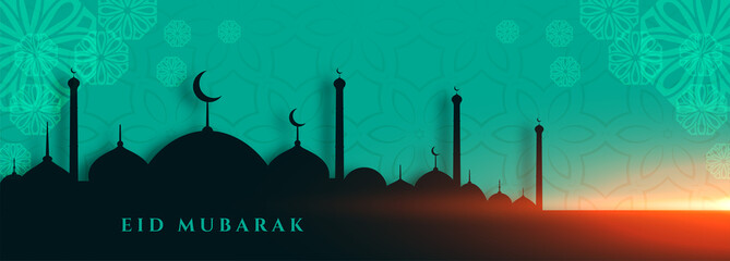 elegant eid mubarak mosque banner festival design