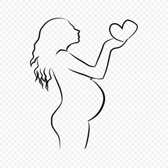 Silhouette of a pregnant girl on a transparent background vector illustration. Pregnancy and maternity. Happy Mother's Day