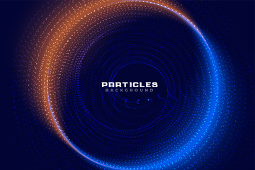 blue and orange particles frame technology background