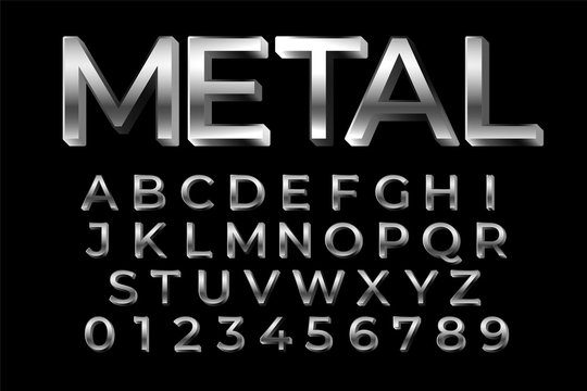 metallic 3d text effect alphabets and numbers