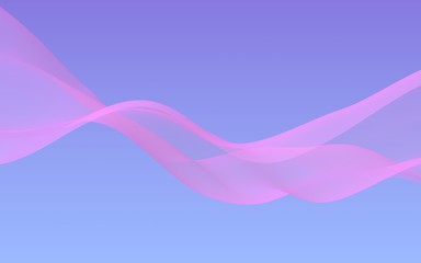 Pink wave on blue sky abstract background. Fluttering pink scarf. Waving on wind pink fabric. 3D illustration