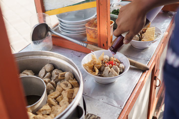bakso. indonesian famous meatball street food with soup and noodle
