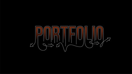 Portfolio Calligraphic line art Text banner poster vector illustration Design.