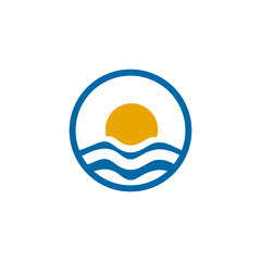 Circle wave icon logo design template
