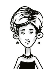 cute woman portrait cartoon character isolated on white