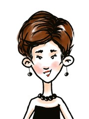 cute woman portrait cartoon character isolated on white