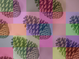 Pine cone pattern on pink background