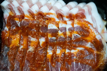 Raw pork or sliced pork as premium quality.