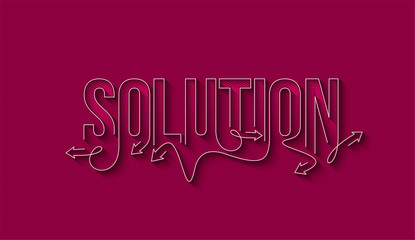 Solution Calligraphic line art Text banner poster vector illustration Design.