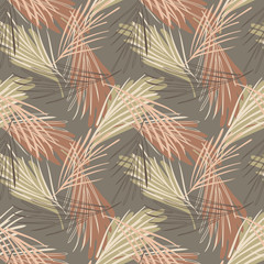 Palm Leaves Seamless Pattern. Hand Drawn Background. 