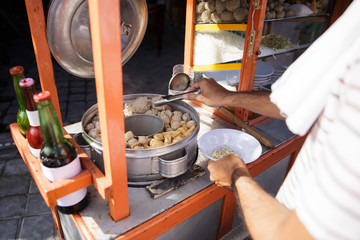 bakso. indonesian famous meatball street food vendor