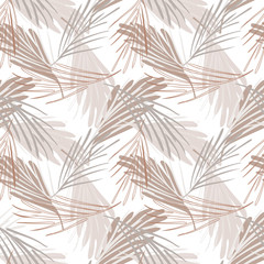 Palm Leaves Seamless Pattern. Hand Drawn Background. 