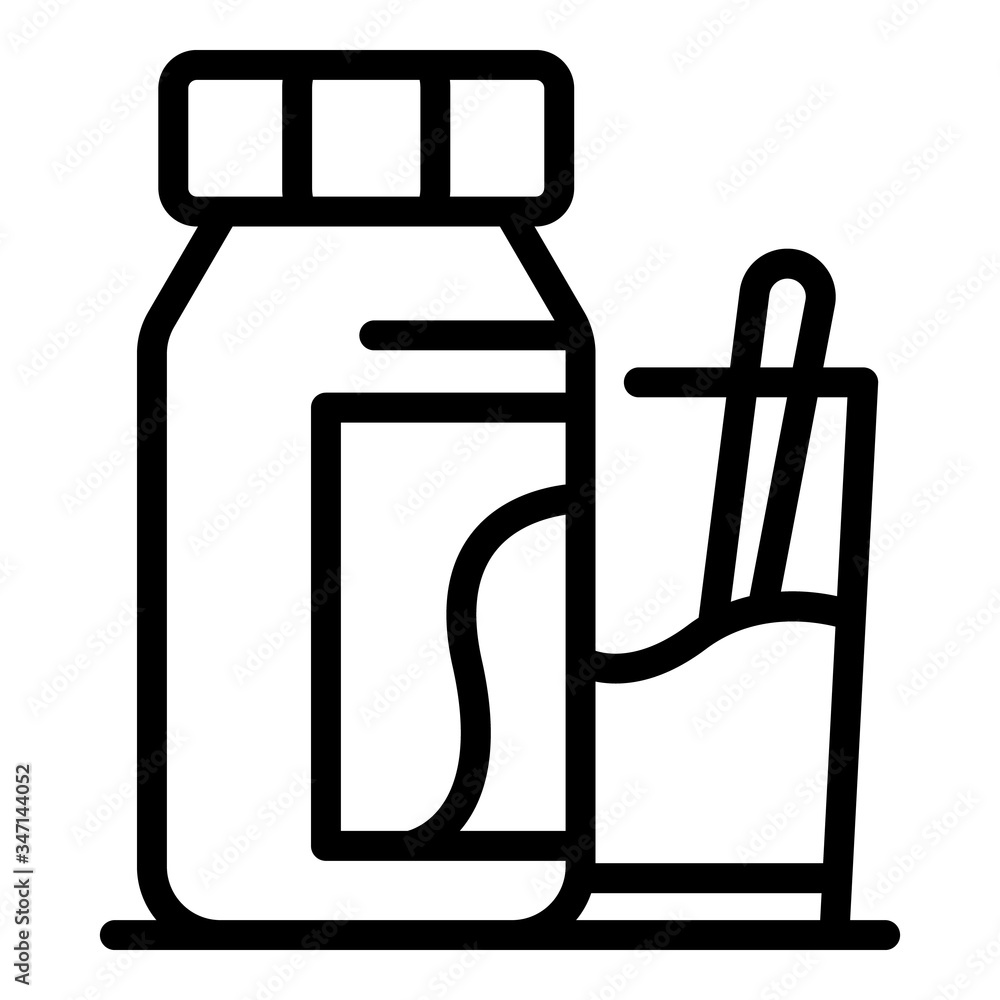 Poster bottle with potion and glass icon. outline bottle with potion and glass vector icon for web design i