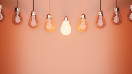 Glowing lightbulb leadership concept