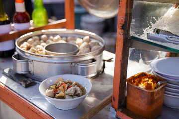 bakso. indonesian famous meatball street food with soup and noodle