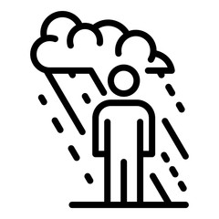 Man in the rain icon. Outline man in the rain vector icon for web design isolated on white background