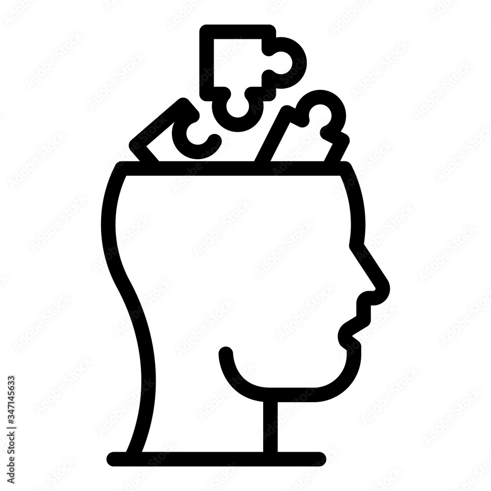 Aufkleber head puzzles icon. outline head puzzles vector icon for web design isolated on white background