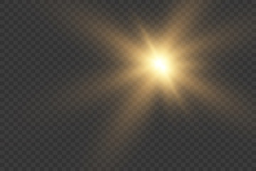 Star explosion vector illustration, glowing sun. Sunshine isolated on transparent background