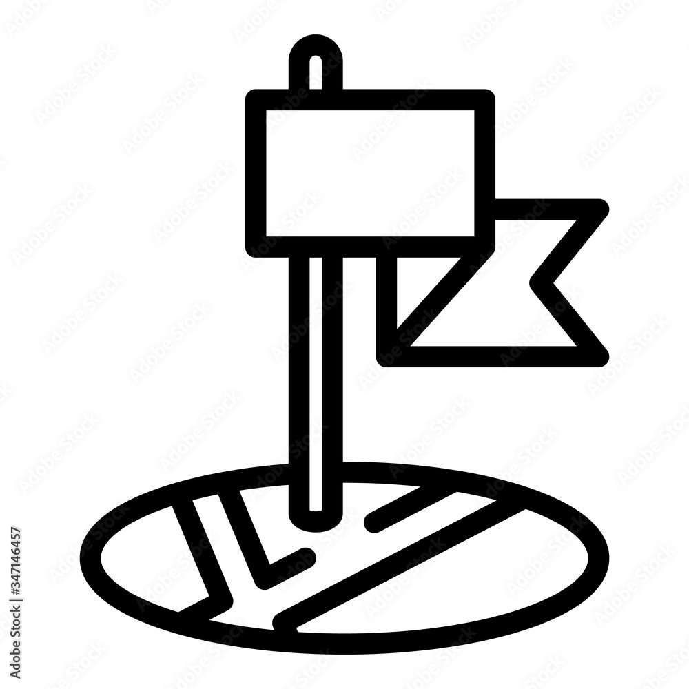 Poster flag on map icon. outline flag on map vector icon for web design isolated on white background