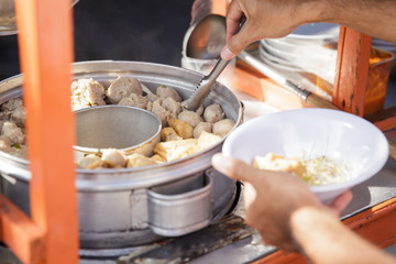 bakso. indonesian famous meatball street food with soup and noodle