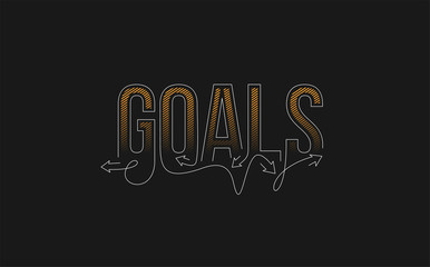Goals Calligraphic line art Text shopping poster vector illustration Design.