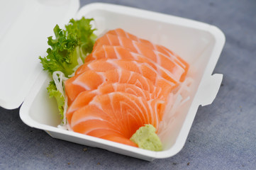 raw salmon , sliced salmon