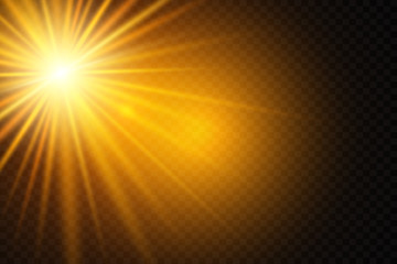 Glow isolated white transparent light effect set, lens flare, explosion, glitter, line, sun flash, spark and stars.