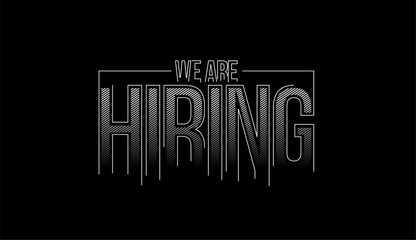 We are Hiring Calligraphic line art Text shopping poster vector illustration Design.