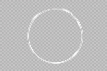 Vector light ring. Round shiny frame with lights dust trail particles isolated on transparent background. Magic concept