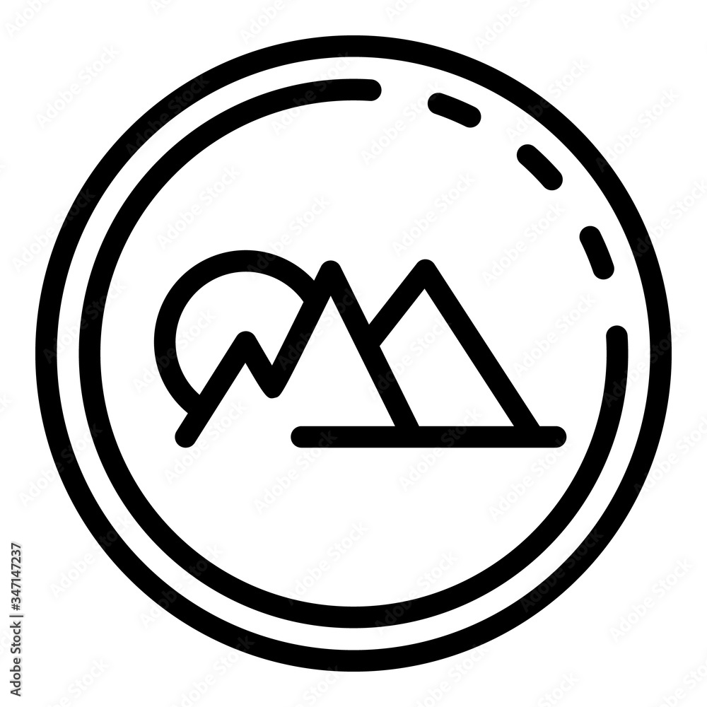 Poster mountains in a circle icon. outline mountains in a circle vector icon for web design isolated on whi