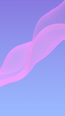 Pink wave on blue sky abstract background. Fluttering pink scarf. Waving on wind pink fabric. Vertical orientation. 3D illustration