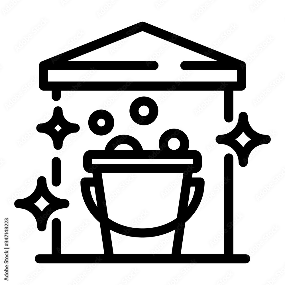 Poster bucket with foam icon. outline bucket with foam vector icon for web design isolated on white backgro