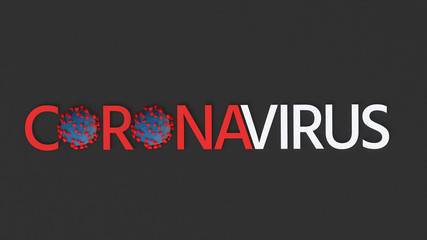 Fototapeta premium Covid-19 Corona virus concept. Novel corona virus outbreak and COVID-19 pandemic theme on black background, virus structure. 3d rendering.