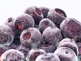 Frozen blueberry fruits, close up. macro photography of delicacies