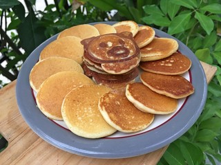 Mini pancake and strawberry jam