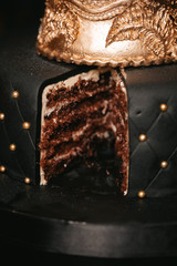 Filling a black cake for a holiday