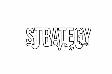 Strategy Calligraphic line art Text shopping poster vector illustration Design.