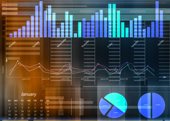 Finance trading concept. Digital charts with statistic information