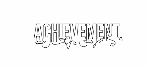 Achievement Calligraphic line art Text shopping poster vector illustration Design.