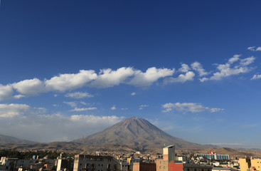 Volcano El Misti, view from the Arequipa Cathedral