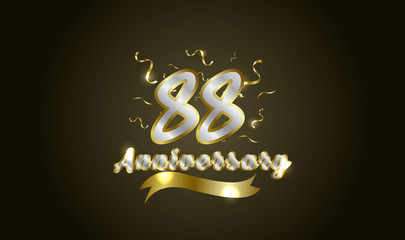 Fototapeta na wymiar Anniversary celebration background. with the 88th number in gold and with the words golden anniversary celebration.