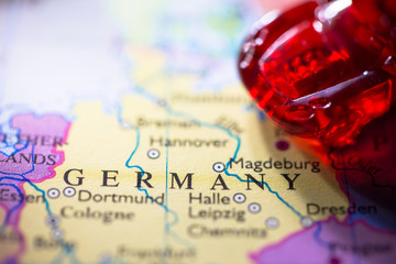 Naklejka premium Geographical map location of country Germany in Europe continent on atlas