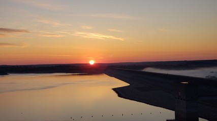 sunset over the river