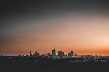 Fototapeta na wymiar Warsaw Panorama during sunset