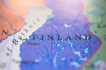 Naklejka premium Geographical map location of country Finland in Europe continent on atlas