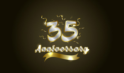 Anniversary celebration background. with the 35th number in gold and with the words golden anniversary celebration.