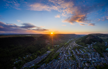 beautiful Aerial Country side view at sunset( south wales abertillery ) high resolution 45 photos stacked