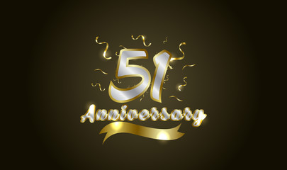 Anniversary celebration background. with the 51st number in gold and with the words golden anniversary celebration.